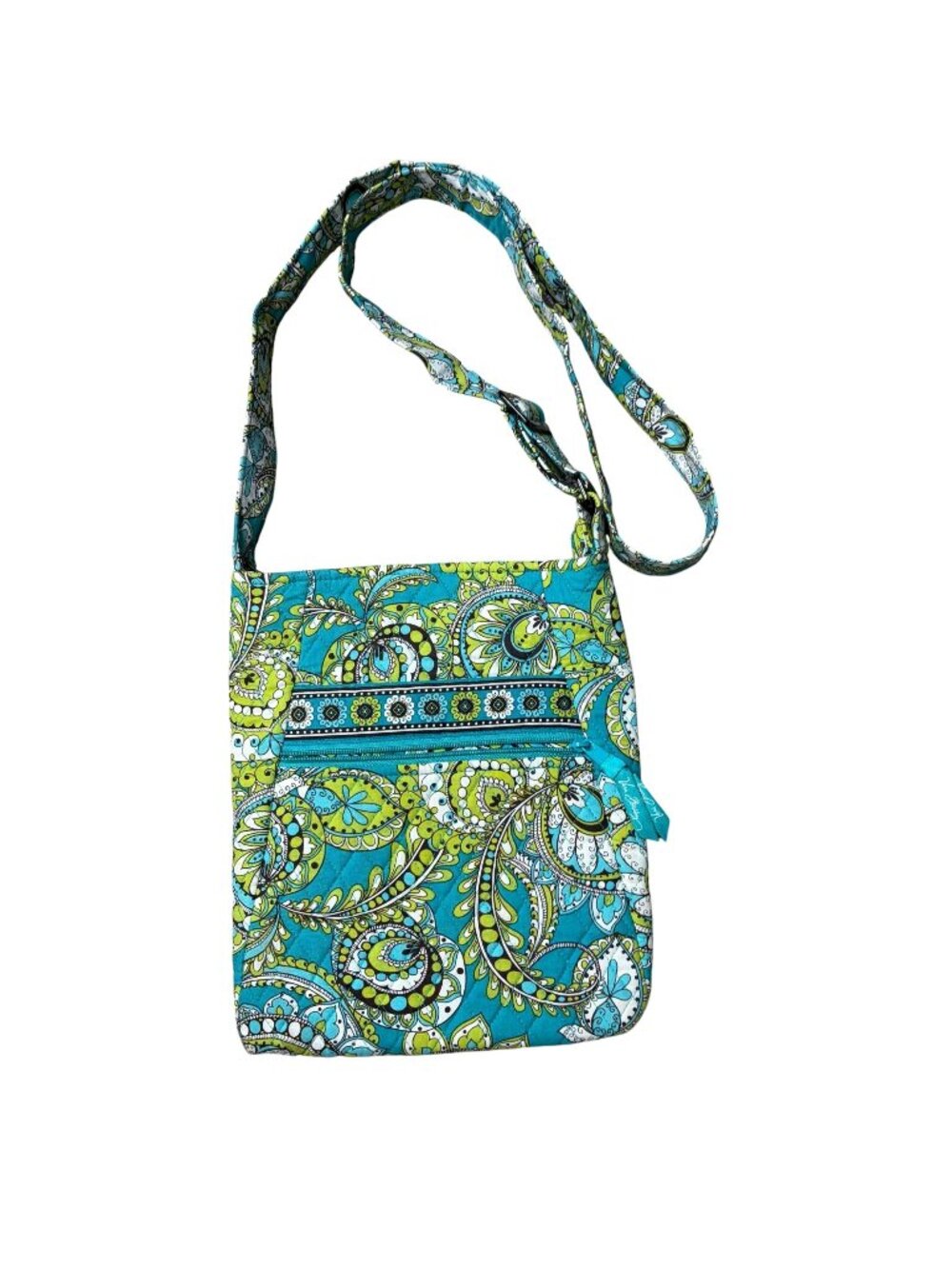 Vera Bradley Quilted Cotton Hipster Crossbody Bag Turquoise Lime Paisley